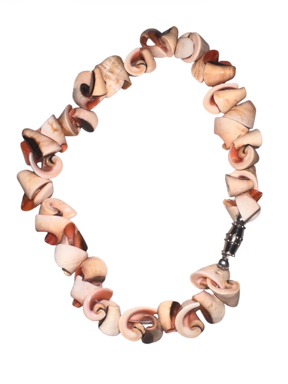 Handcrafted Pink and Brown Shell Twist Necklace - Picture 2 of 6